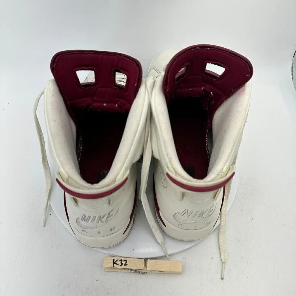 Nike Air Jordan 6 Retro Men Size 13 384664–116 Red Maroon White Basketball Shoes
